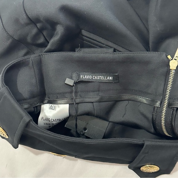 NWT Flavio Castellani Size 40 Black Shorts High Waist - Picture 3 of 7